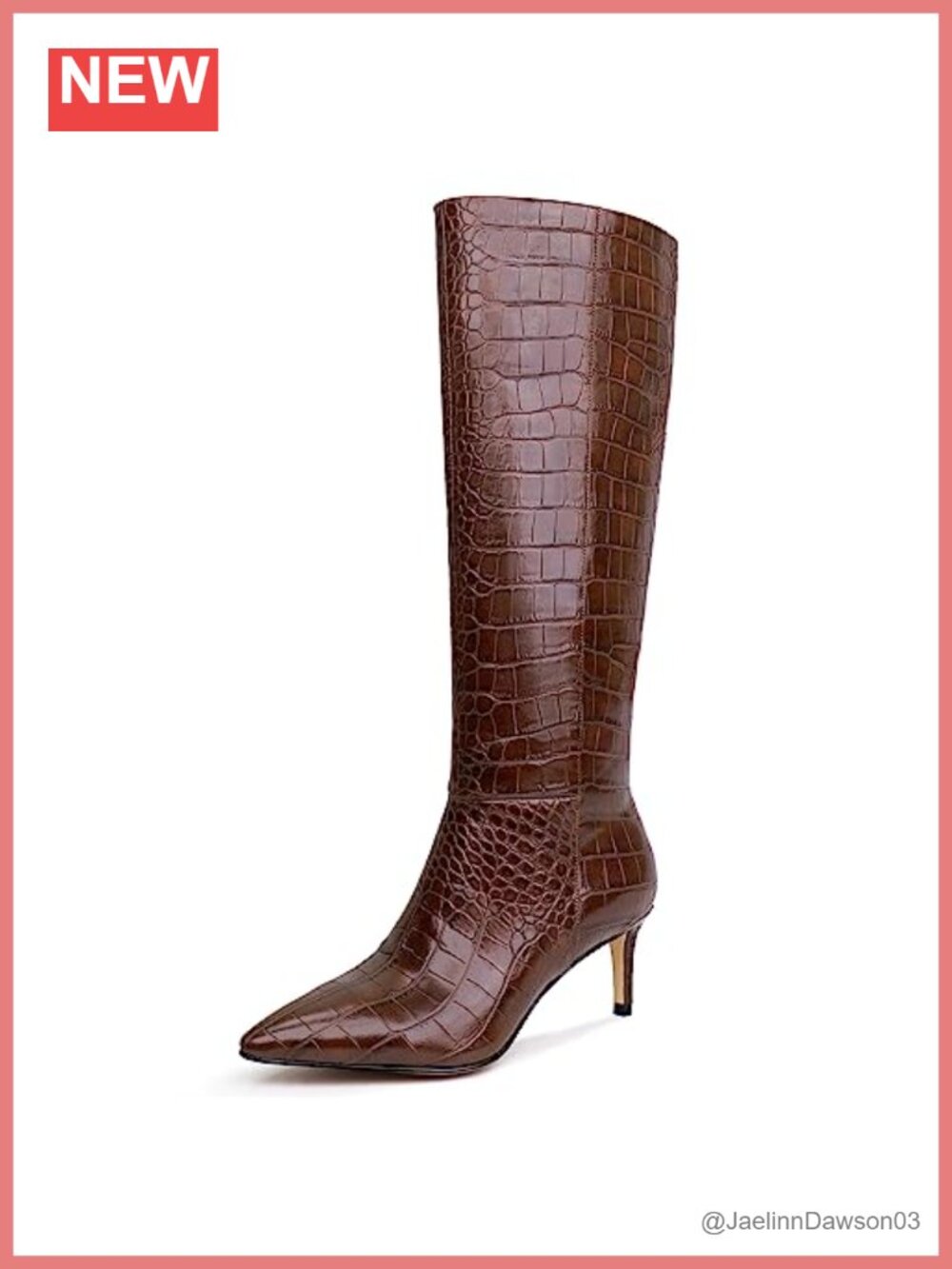 Women's Knee High Kitten Heel Boots Side Zipper PU Leather Chunky Heel